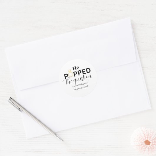 プロポーズパーティー ステッカー, 彼は質問を投げかけた ラウンドシール (封筒)