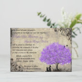 プロポーズパープルツリーヴィンテージウェディング招待状。 招待状 (スタンド正面)