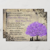 プロポーズパープルツリーヴィンテージウェディング招待状。 招待状 (正面/裏面)