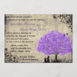 プロポーズパープルツリーヴィンテージウェディング招待状。 招待状