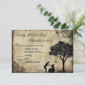 プロポーズヴィンテージウェディングRSVPブラック 出欠カード (スタンド正面)