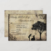 プロポーズヴィンテージウェディングRSVPブラック 出欠カード (正面/裏面)