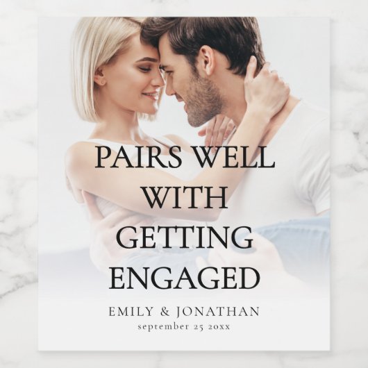 プロポーズ写真と相性抜群 エンゲージメント ワインラベル (シングルラベル)