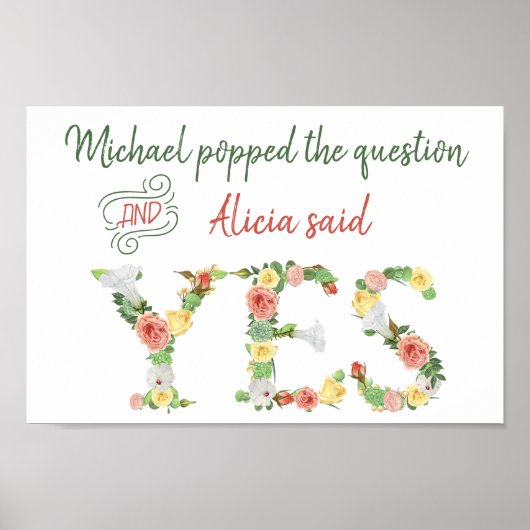 プロポーズ成功!彼女はイエス ウェディングサイン ポスター (正面)