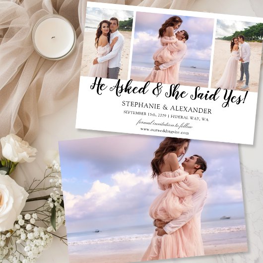 プロポーズ承諾の写真付き発表 婚約発表 招待状