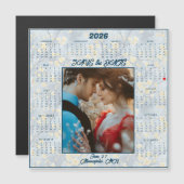 プロポーズ済みカップルのためのマグネット式保存カレンダー Save the Date (正面/裏面)