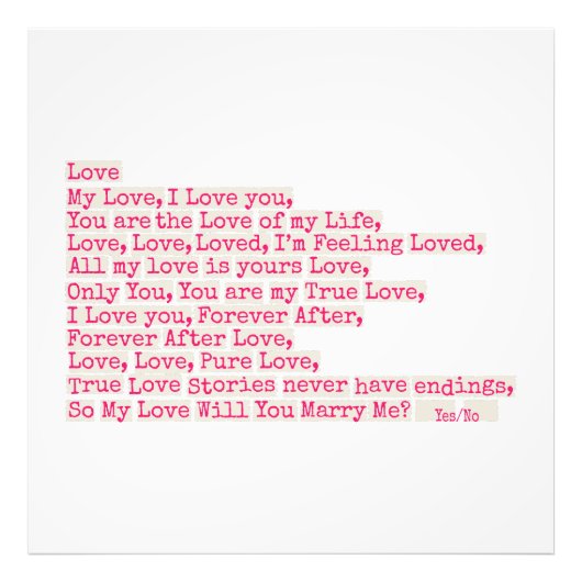 プロポーズ/結婚してくれるか？ フォトプリント            (正面)