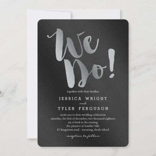 プロミッ輝くク結婚式招待状シルバー 招待状 (正面)