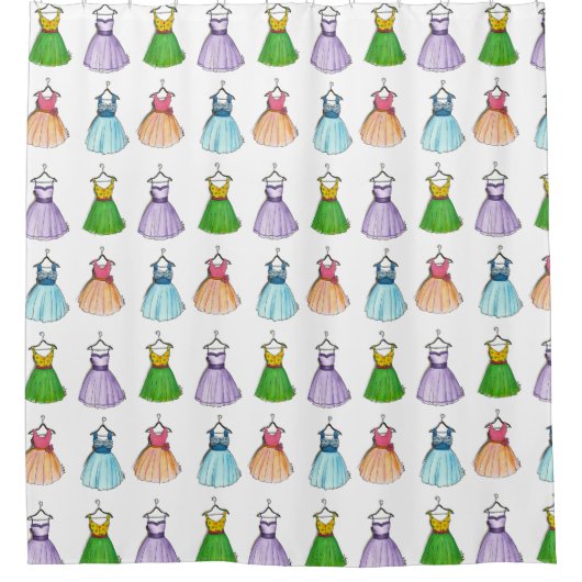 プロムかわいらしパーティードレスレトロヴィンテージファッション シャワーカーテン (正面)