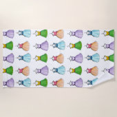 プロムかわいらしパーティードレスレトロヴィンテージファッション ビーチタオル (正面)