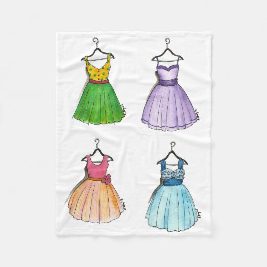 プロムかわいらしヴィンテージ50sパーティードレスファッショニスタ フリースブランケット (正面)