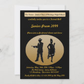 プロムの先輩、Gatsbyのスタイル、黒及び金ゴールドの文字の背部 招待状 (正面)