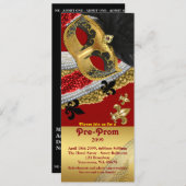 プロムの前夜祭招待券、プレプロム　マスカレード 招待状 (正面/裏面)