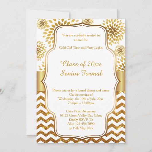プロムの年長のフォーマルなクラス2017年 招待状 (正面)