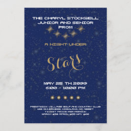 プロムの年長の後輩、星の下の夜、青、星 招待状