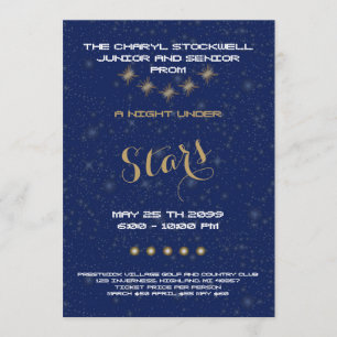 プロムの年長の後輩、星の下の夜、青、星 招待状