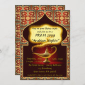 プロムの年長後輩の、アラビアのスタイル、赤及び金ゴールド 招待状 (正面/裏面)