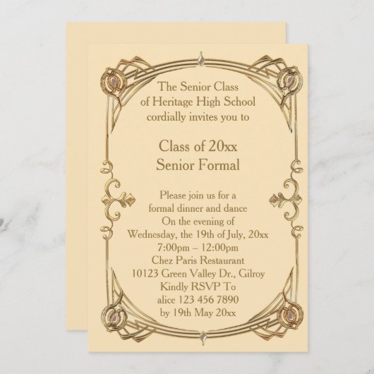 プロムクラスの上級フォーマル者 招待状 (正面/裏面)