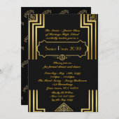 プロムシニアジュニア,ギャツビースタイル,アートデコ,黒 招待状 (正面/裏面)