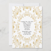 プロムシニア、アールデコ、フラワー様式化、白金ゴールド 招待状 (裏面)
