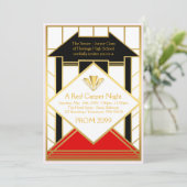 プロムシニア、ギャツビースタイル、レッドカーペット様式化 招待状 (スタンド正面)