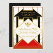 プロムシニア、ギャツビースタイル、レッドカーペット様式化 招待状 (正面/裏面)