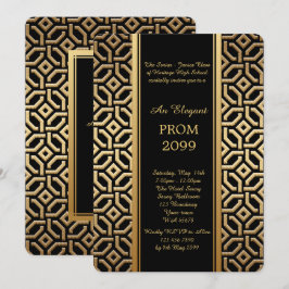 プロムシニア·ジュニア·ブラック·金ゴールド·ジオメトリック·エンペラー 招待状