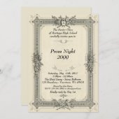 プロムシニア，ヴィンテージフレーム，エンパイアスタイル，白 招待状 (正面/裏面)