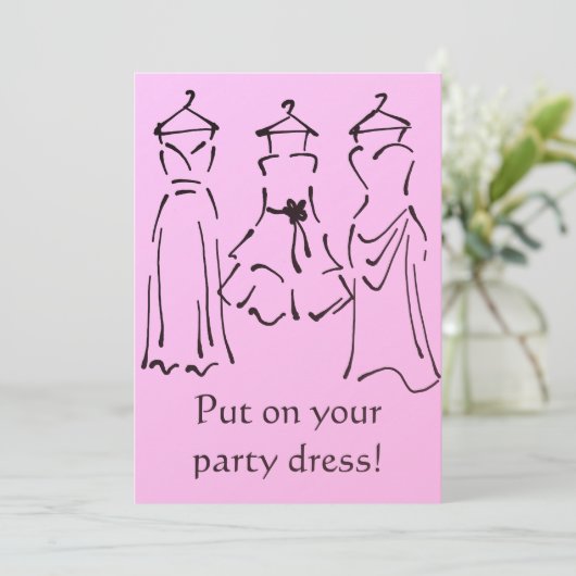 プロムドレスデザインカスタマイズ可能なピンク 招待状 (スタンド正面)