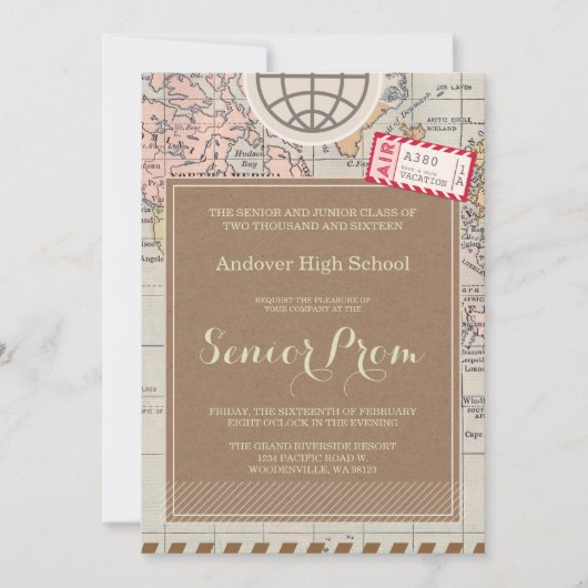 プロムナイトのヴィンテージ旅行招待状カード 招待状 (正面)