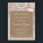 プロムナイトのヴィンテージ旅行招待状カード 招待状<br><div class="desc">プロム招待状とプロムの招待状お洒落このインスパイアProm Nightのヴィンテージ招待状は、ヴィンテージのワールドマップを背景にクラフト紙のシールを備えている。簡単に編集して文字を移動</div>