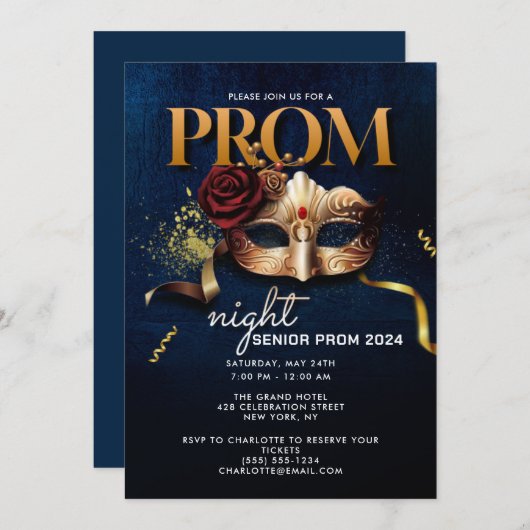 プロムナイトパーティの招待状 招待状 (正面/裏面)