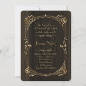 プロムナイト帝国スタイル、溶かされた金ゴールド、黒 招待状 (正面)