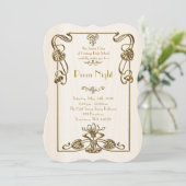 プロムナイト帝国スタイル、白い溶かされた金ゴールド 招待状 (スタンド正面)