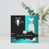 プロムハイスクールダンスフォーマルティール(緑がかった色)ブラックタイ 招待状 (スタンド正面)