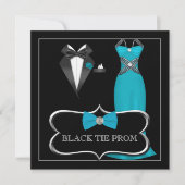 プロムハイスクールダンフォーマルスレッドブラックタイ 招待状 (正面)