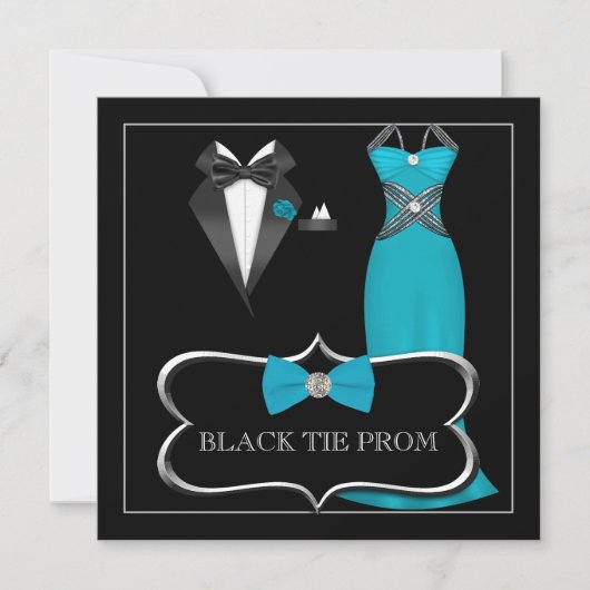 プロムハイスクールダンフォーマルスレッドブラックタイ 招待状 (正面)