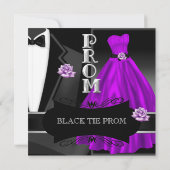 プロムハイスクールフォーマルダンスパープルブラックタイ 招待状 (裏面)