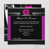 プロムハイスクールフォーマルダンスピンクブラックタイ 招待状 (正面/裏面)