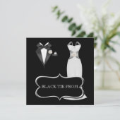 プロムハイスクールフォーマルダンスホワイトブラックタイ 招待状 (スタンド正面)