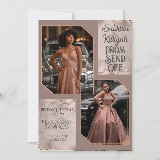 プロムパーソナライズされたが卒業式カップルの写真を送信 招待状 (正面)