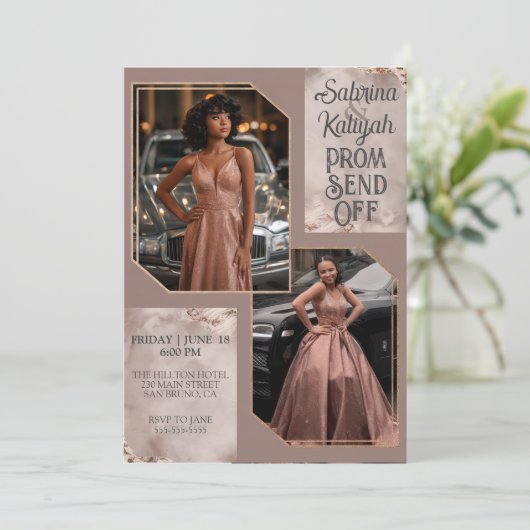 プロムパーソナライズされたが卒業式カップルの写真を送信 招待状 (スタンド正面)