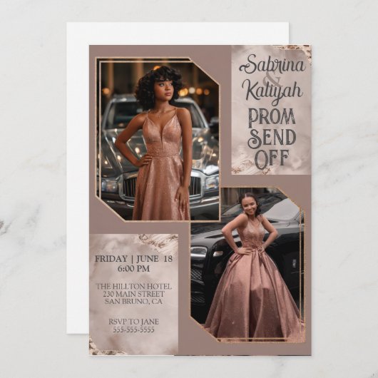 プロムパーソナライズされたが卒業式カップルの写真を送信 招待状 (正面/裏面)