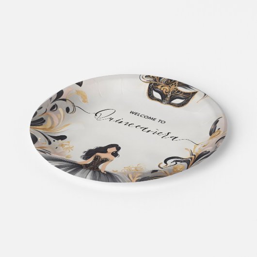 プロムファンシーマスクおもしろい仮装ボールキンセアニェラ ペーパープレート (アングル)