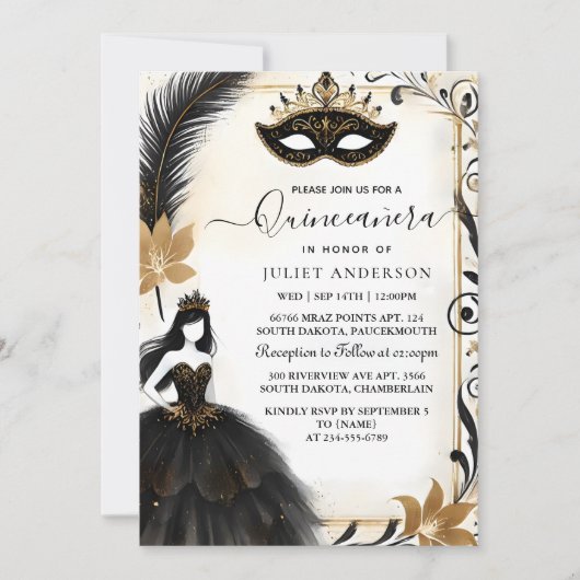 プロムファンシーマスクおもしろい仮装ボールキンセアニェラ 招待状 (正面)