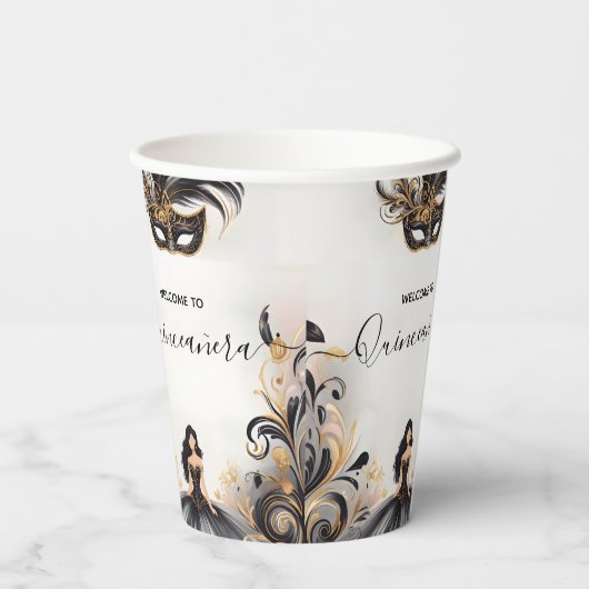 プロムファンシーマスクおもしろい仮装ボールキンセアニェラ 紙コップ (裏面)