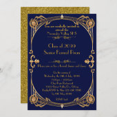 プロム招待客、ブルーナイト、ギャツビースタイル 招待状 (正面/裏面)