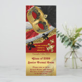 プロム招待状チケットスタイル，プロム，マスカレード 招待状 (スタンド正面)