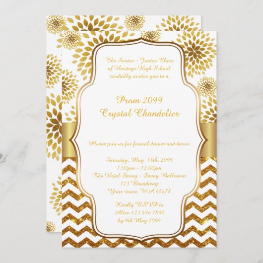 プロム·クリスタル·シャンデリア·カードシニア·ジュニア、ギャツビー 招待状 (正面/裏面)