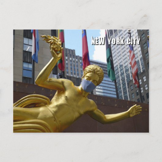 プロメテウス顔マスク着用 – NYCはがき ポストカード (正面)